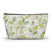 Cherry Plum Leaves Accessory Pouch w T-bottom in Green